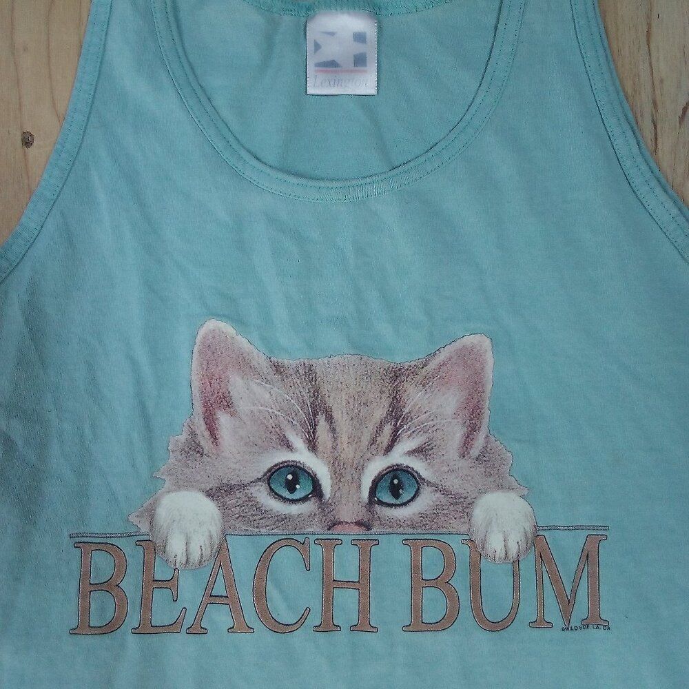 Vintage Beach Bum Cat Kitten Wild Side Tank Top Shirt